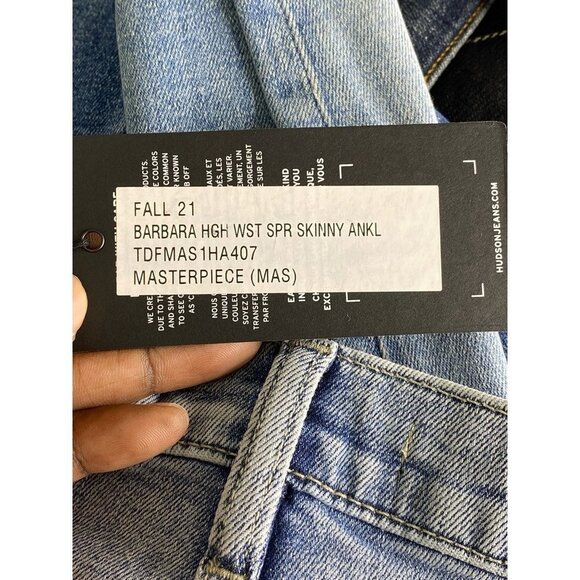 Hudson Women's Barbara Super Skinny High Waist Ankle Blue Distressed Jeans SZ 25 - Picture 8 of 11